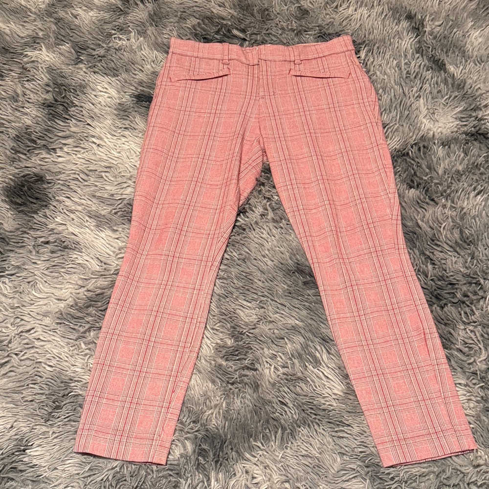 GAP Pink Plaid Signature Skinny Ankle Pants